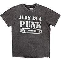 Ramones- Judy Is A Punk on a grey stonewashed shirt