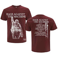 Rage Against The Machine- The Battle Of Los Angeles on front & back on a maroon shirt