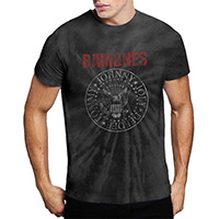 Ramones- Red Logo & Presidential Seal on a black dip-dye ringspun cotton shirt
