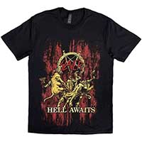 Slayer- Hell Awaits on a black shirt