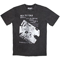Sex Pistols- Manchester Flyer on a charcoal mineral wash shirt