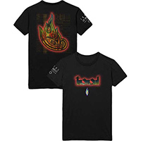 Tool- Flame Logo on front & back, Logo on sleeve on a black shirt