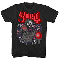 Ghost- Copia Cards on a black shirt