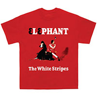 White Stripes- Elephant on a red shirt