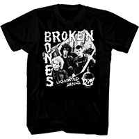Broken Bones- Liquidated Brains on a black shirt