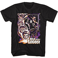 Dracula- Bela Lugosi Bat Transformation on a black shirt