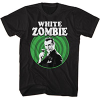 White Zombie- Bela Lugosi In Swirl Circle on a black shirt