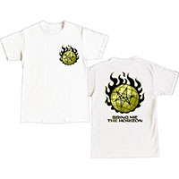 Bring Me The Horizon- Flaming Globe on front & back on a white shirt