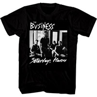 Business- Saturday's Heroes on a black shirt