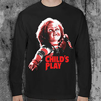 Childs Play- Chucky on a black LONG SLEEVE shirt (Sale price!)