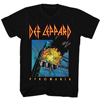 Def Leppard- Pyromania on a black shirt