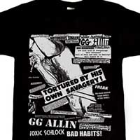 GG Allin- Toxic Schlock on a black shirt