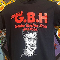 GBH- Leather Bristles Studs And Acne on a black shirt