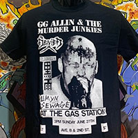 GG Allin- Gas Station Flyer on a black shirt