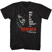 Hammer House Of Horror- Dracula, Who Will Be His Bride Tonight? on a black shirt