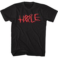 Hole- Red Logo on a black shirt
