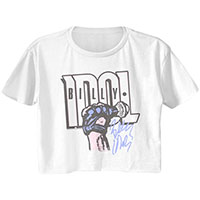 Billy Idol- Fist on a White Girls Cali Crop Shirt