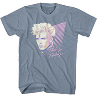 Billy Idol- Flesh For Fantasy on an indigo shirt