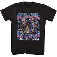 Killer Klowns From Outer Space- Collage (Blue & Pink Logo) on a black shirt