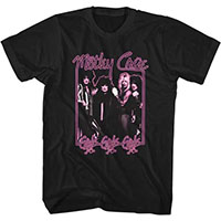 Motley Crue- Girls Girls Girls Band Pic With Neon Pink Border on a black shirt