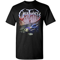Obituary- Slowly We Rot on front & back on a black shirt