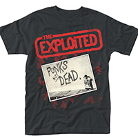 Exploited- Punk's Not Dead (Wall Graffiti Red Logo) on a black shirt