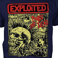 Exploited- Punk's Not Dead Collage on a navy shirt