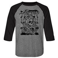 Poison- Skull & Snake on a Heather Grey/Vintage Black 3/4 Sleeve Raglan Shirt