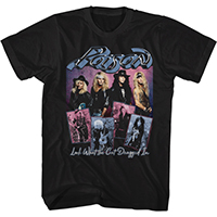 Poison- Look What The Cat Dragged In (Pink & Blue Band Pics) on a black shirt