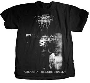 Darkthrone- A Blaze In The Northern Sky on front, Logo on back on a black shirt