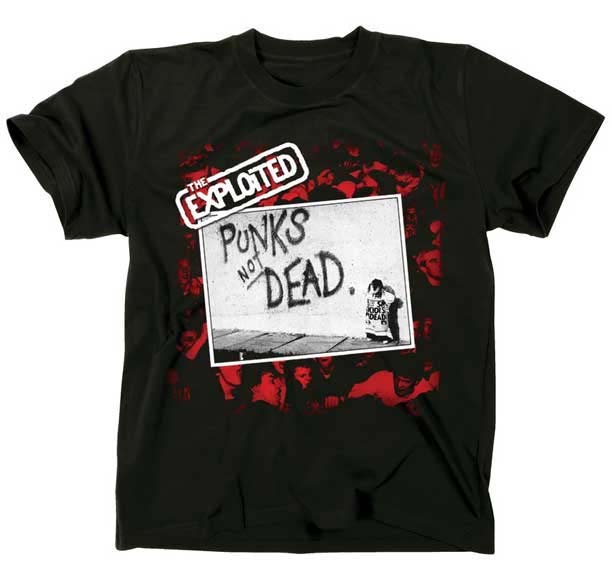 Exploited- Punk's Not Dead (Wall Graffitti) on a black shirt