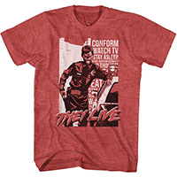 They Live- Cop on a heather red shirt