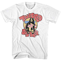 Twisted Sister- 76 on a white shirt