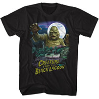 Universal Monsters- Creature From The Black Lagoon (Moon) on a black shirt