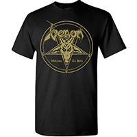 Venom- Welcome To Hell on front, Lyrics on back on a black shirt