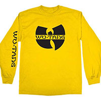 Wu Tang Clan- Logo on front & sleeve on a yellow long sleeve shirt