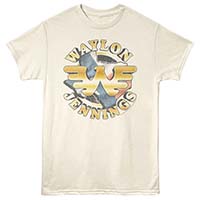 Waylon Jennings- Texas Logo on a natural shirt