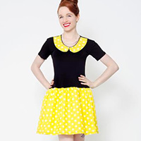 Pop Life Mod Dress by Putre-Fashion - in Black & Yellow Polka Dot - SALE
