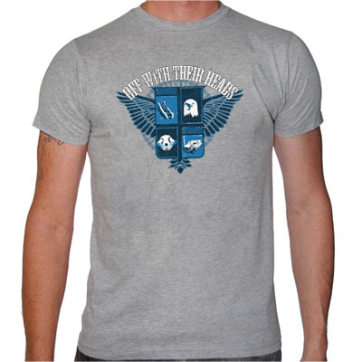 Off With Their Heads- Crest on a grey shirt - SALE sz S only