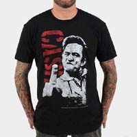 Johnny Cash- Finger (Close Up With Red Logo) on a black shirt