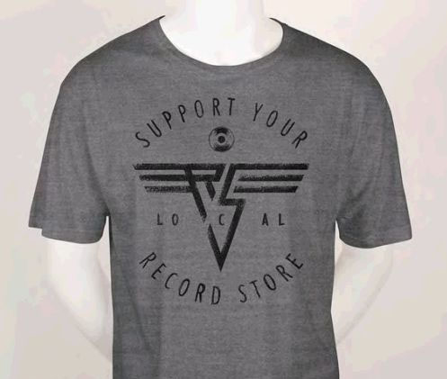 Support Your Local Record Store (Wings) on a grey  shirt (Record Store Day) (Sale price!)