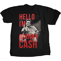 Johnny Cash- Finger (Hello I'm Johnny Cash) on a black shirt