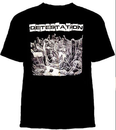 Detestation- Skeletons on a black YOUTH sized shirt