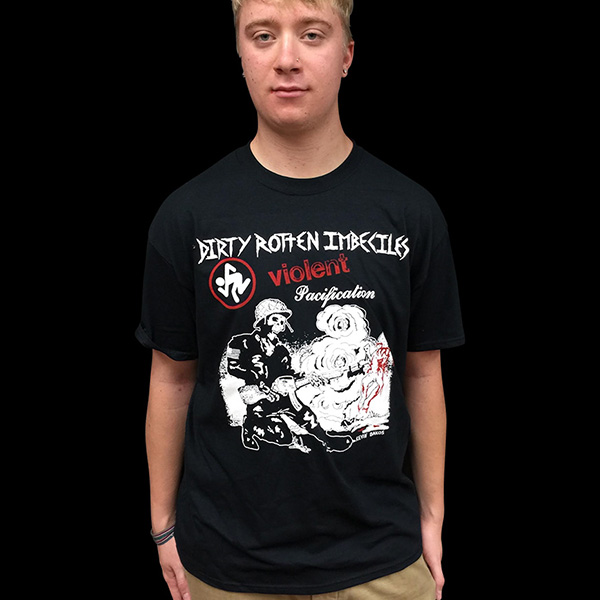 DRI- Violent Pacification on a black shirt