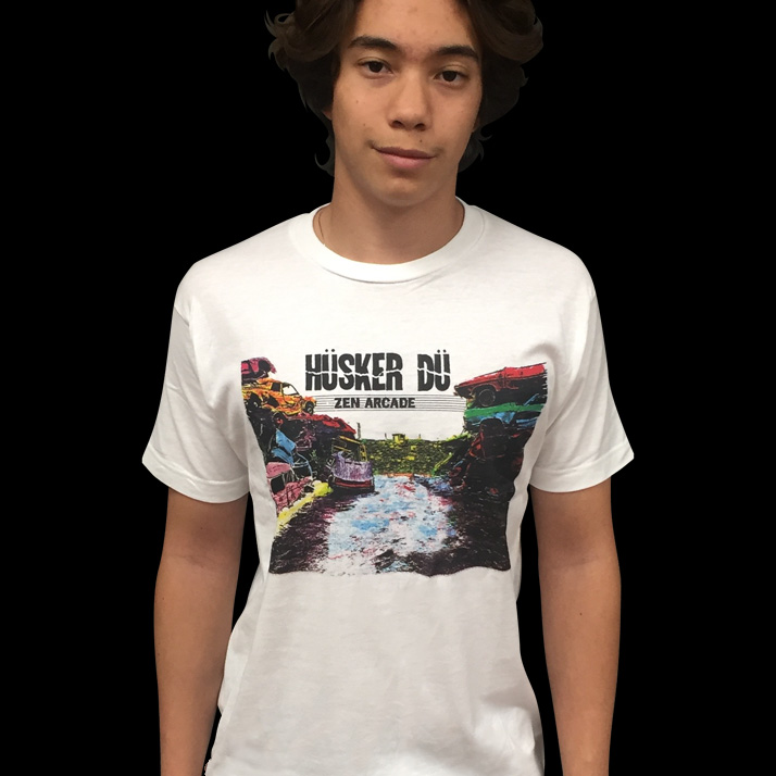 Husker Du- Zen Arcade on a white ringspun cotton shirt