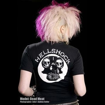 Hellshock- Only The Dead Know The End Of War (Skeleton With Helmet) on front, Gas Mask on back on a black YOUTH sized shirt