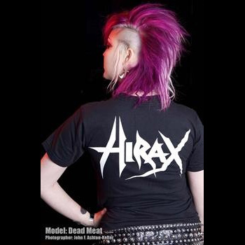 Hirax- Barrage Of Noise on front, Logo on back on a black YOUTH sized shirt