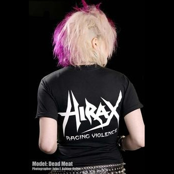 Hirax- Raging Violence on front, Logo on back on a black YOUTH sized shirt