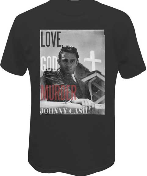 Johnny Cash- Love, God, Murder on a charcoal heather shirt (Sale price!)