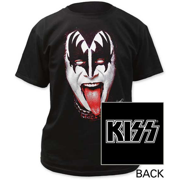 Kiss- Gene on front, Logo on back on a black shirt